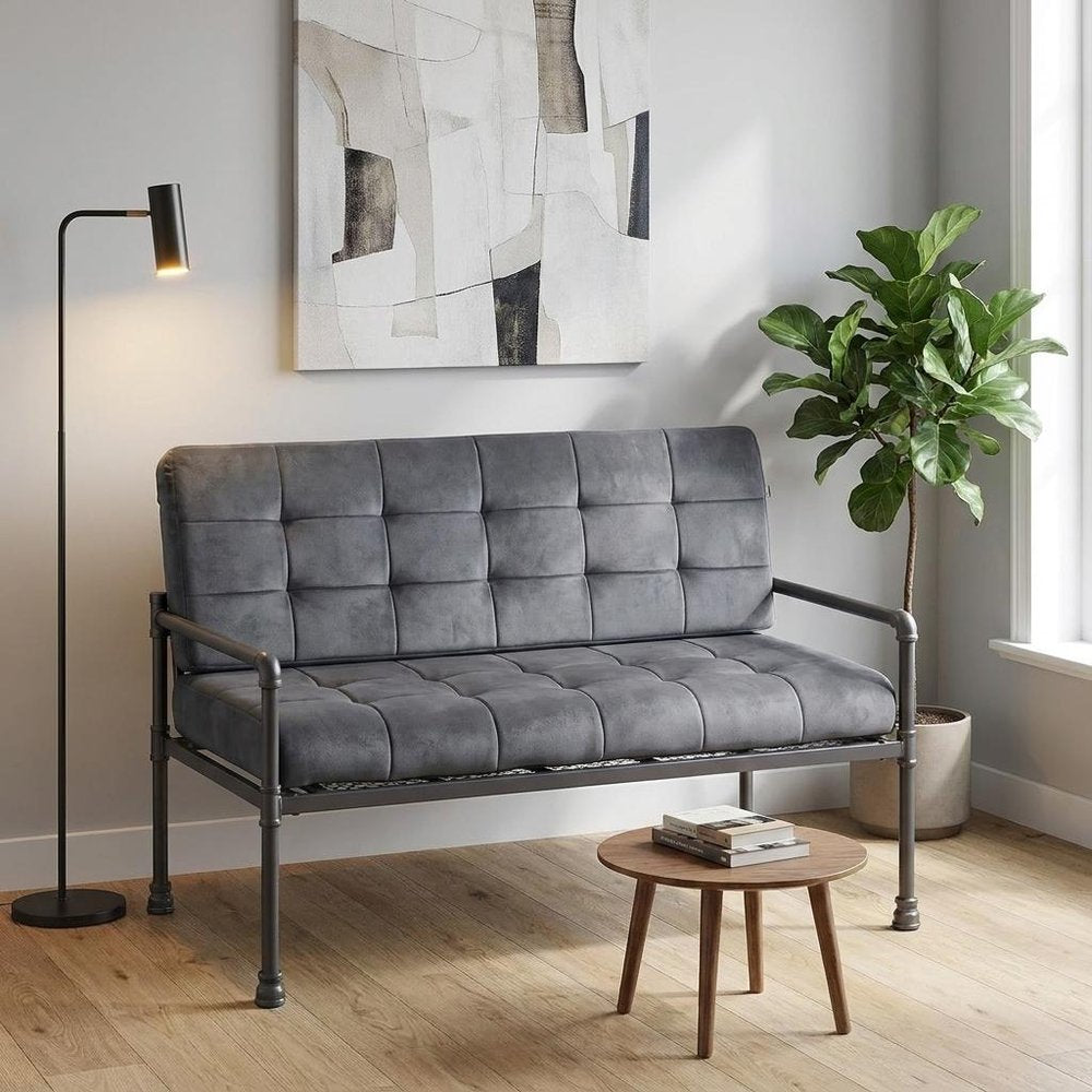 51" Gray Velvet Loveseat