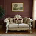 73" Bone Velvet Loveseat and Toss Pillows