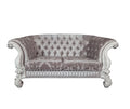 76" Ivory And Off White Velvet Loveseat and Toss Pillows on a white background