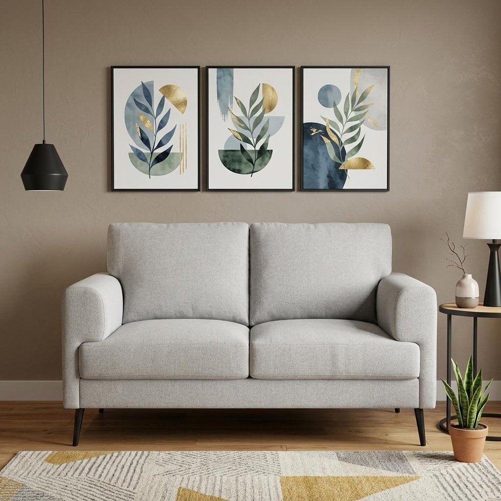 61" Light Gray And Black Linen Loveseat