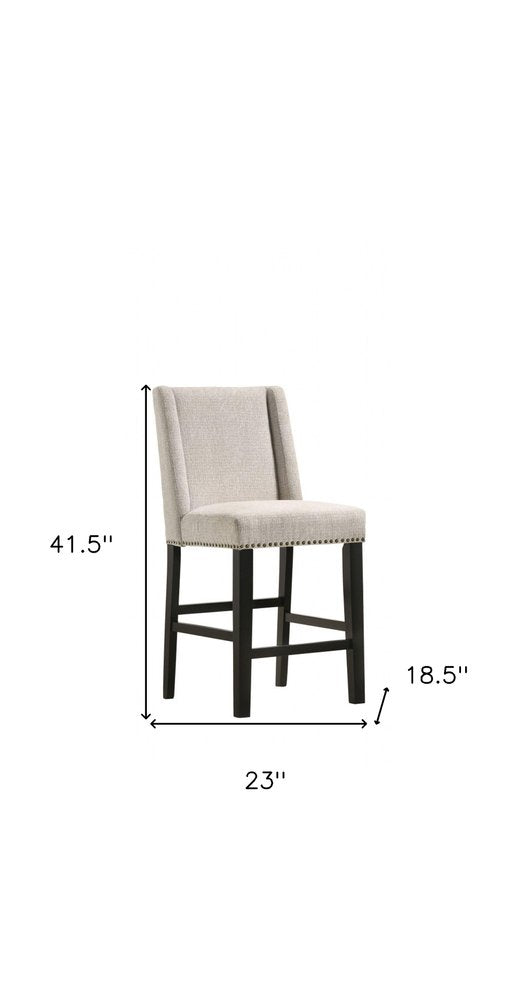Set of Two 42" Fawn And Espresso Fabric And Iron Bar Chairs on a white background