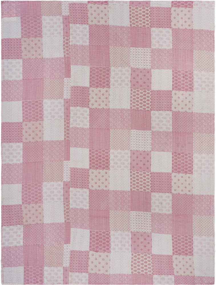 Pink Knitted Cotton Geometric Throw close-up detail