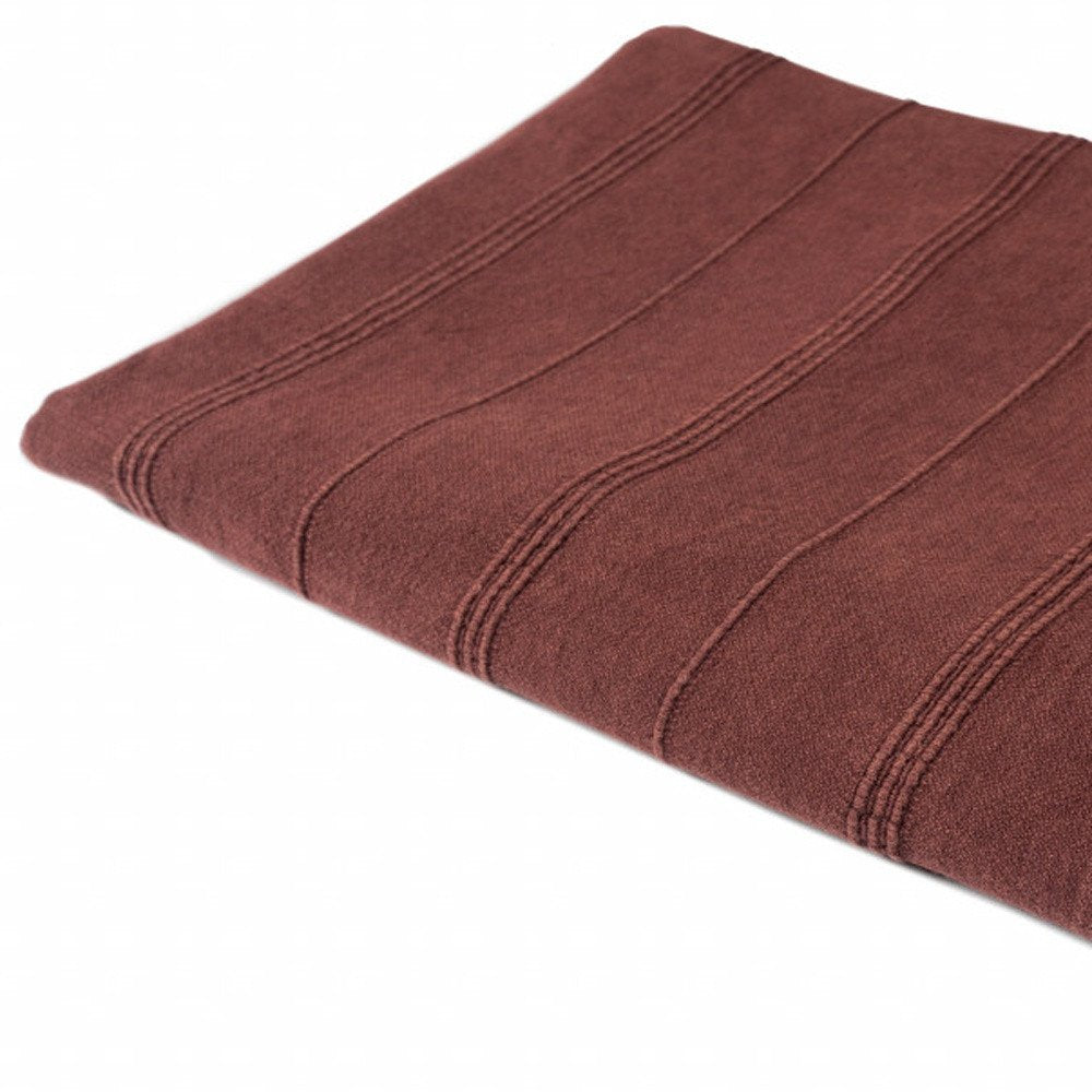 Red Woven Cotton Striped Throw Blanket on a white background