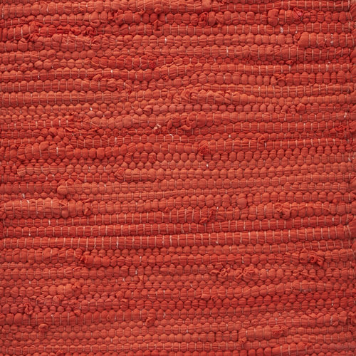 19" Set of Four Orange And Natural Solid With Border Cotton Placemats