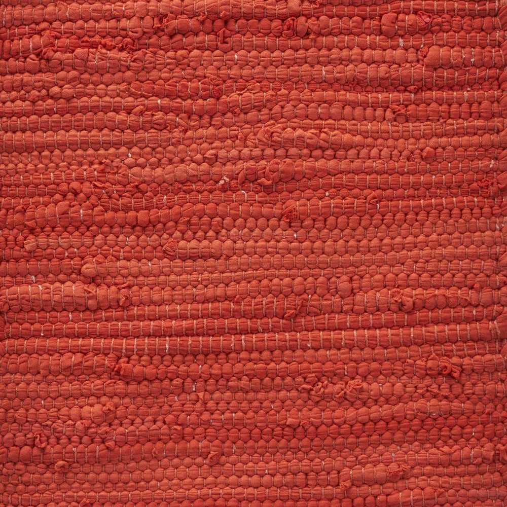 19" Set of Four Orange And Natural Solid With Border Cotton Placemats.