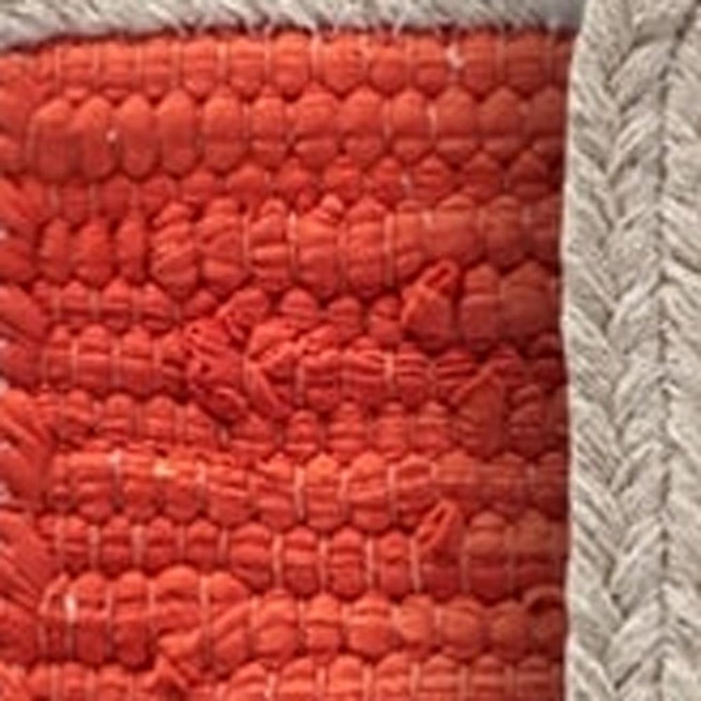 19" Set of Four Orange And Natural Solid With Border Cotton Placemats.