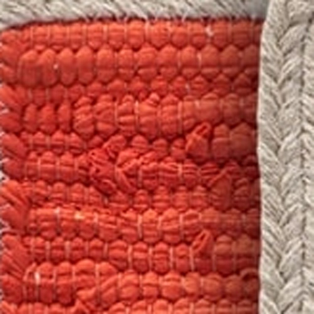 19" Set of Four Orange And Natural Solid With Border Cotton Placemats.