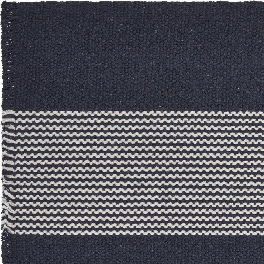 19" Set of Four Navy Blue And White Striped Cotton Placemats. Dining linen in navy linen.