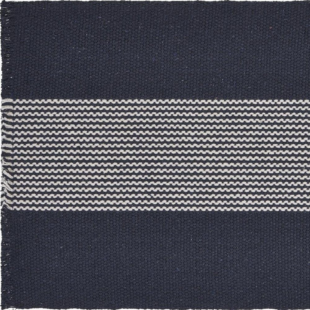 19" Set of Four Navy Blue And White Striped Cotton Placemats. Dining linen in navy linen.