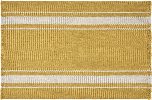 19" Set of Four Yellow And White Striped Cotton Placemats