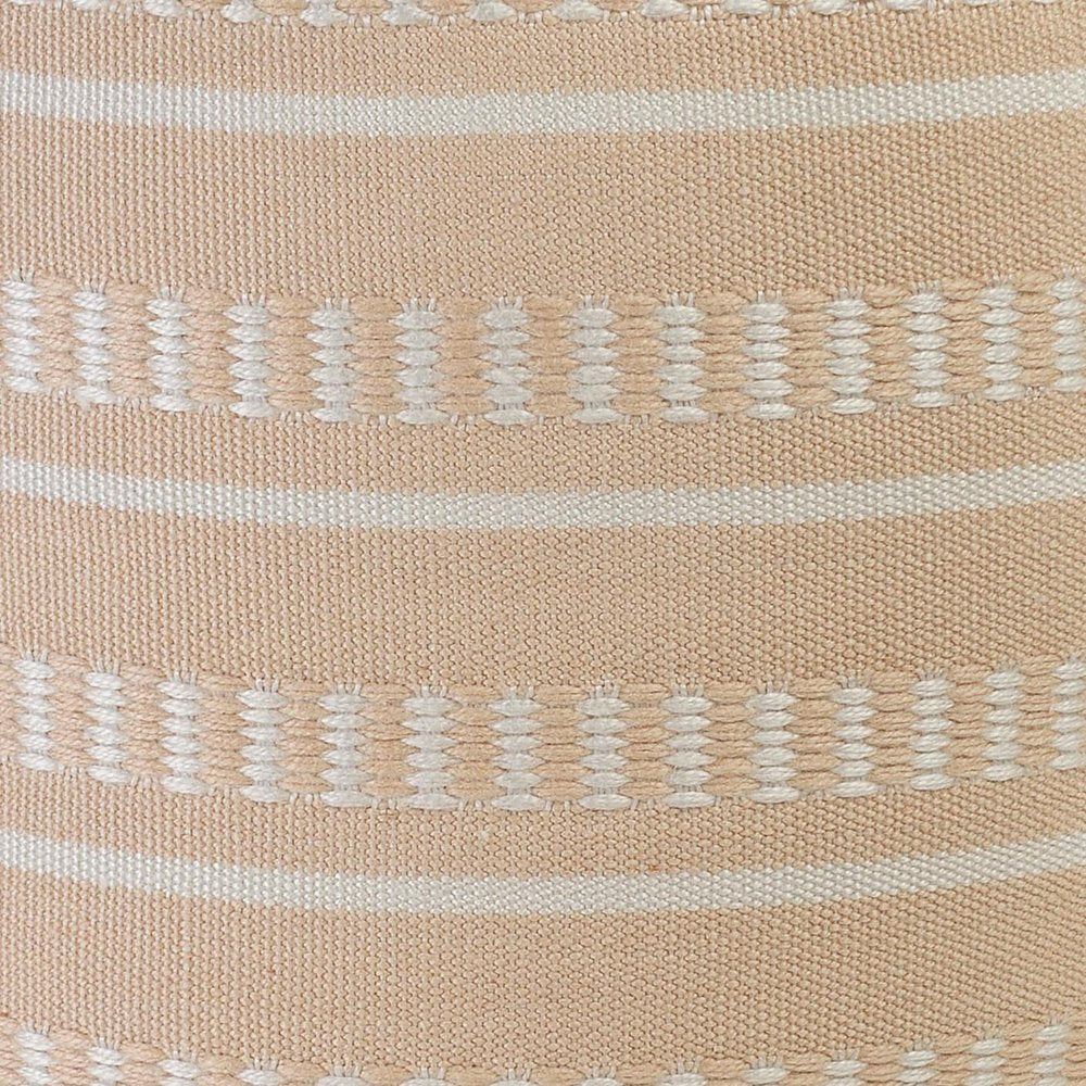 20" Brown Polyester Round Striped Indoor Outdoor Pouf Ottoman