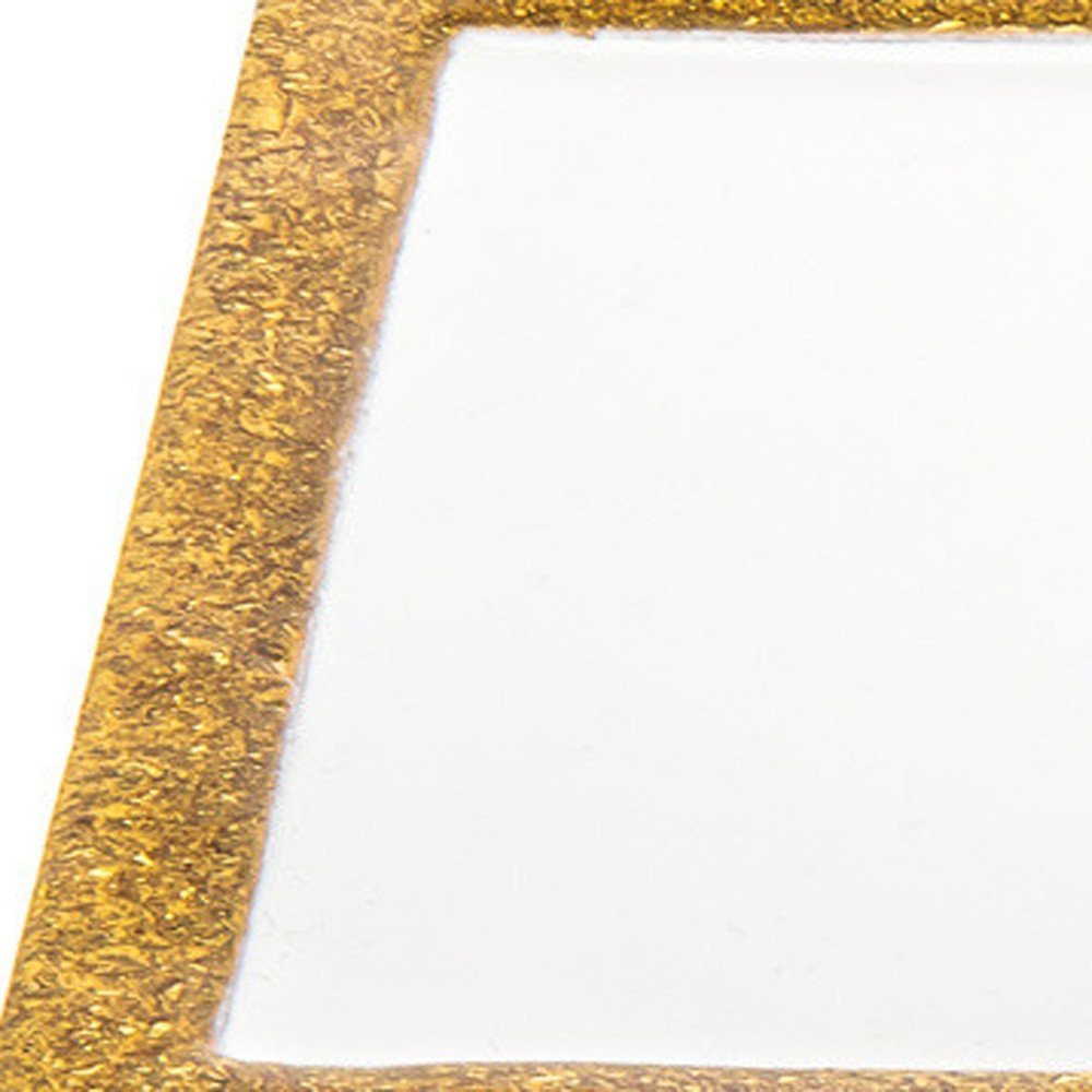 9" Gold and White Rectangular Metal Serving Tray on a white background