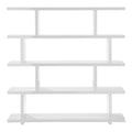 White Wood Five Tier Bookcase on a white background