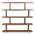 Brown And Natural Wood Five Tier Bookcase on a white background