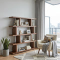 Brown And Natural Wood Five Tier Bookcase