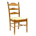 Straw And Brown Wood Ladder Back Dining Side Chair on a white background