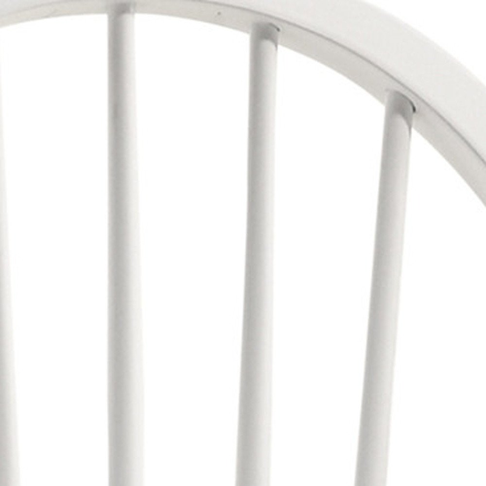 White Wood Windsor Back Dining Side Chair on a white background