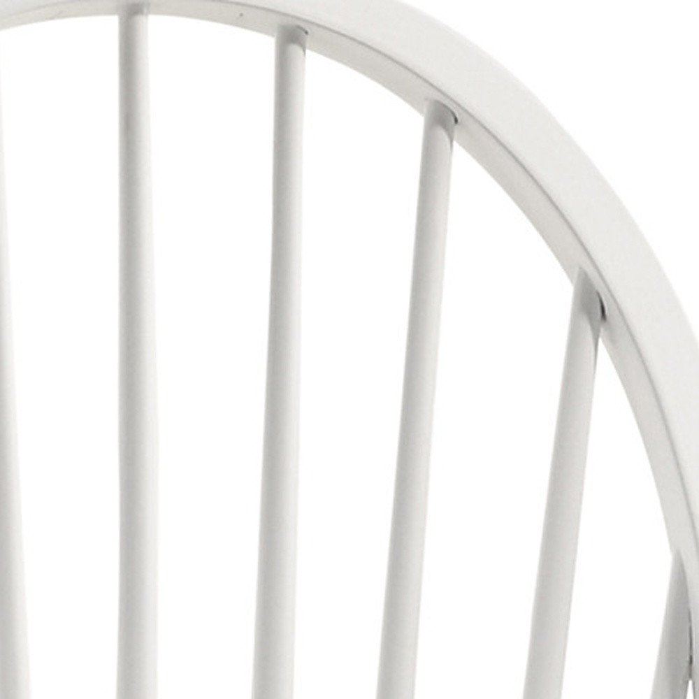 White Wood Windsor Back Dining Side Chair on a white background