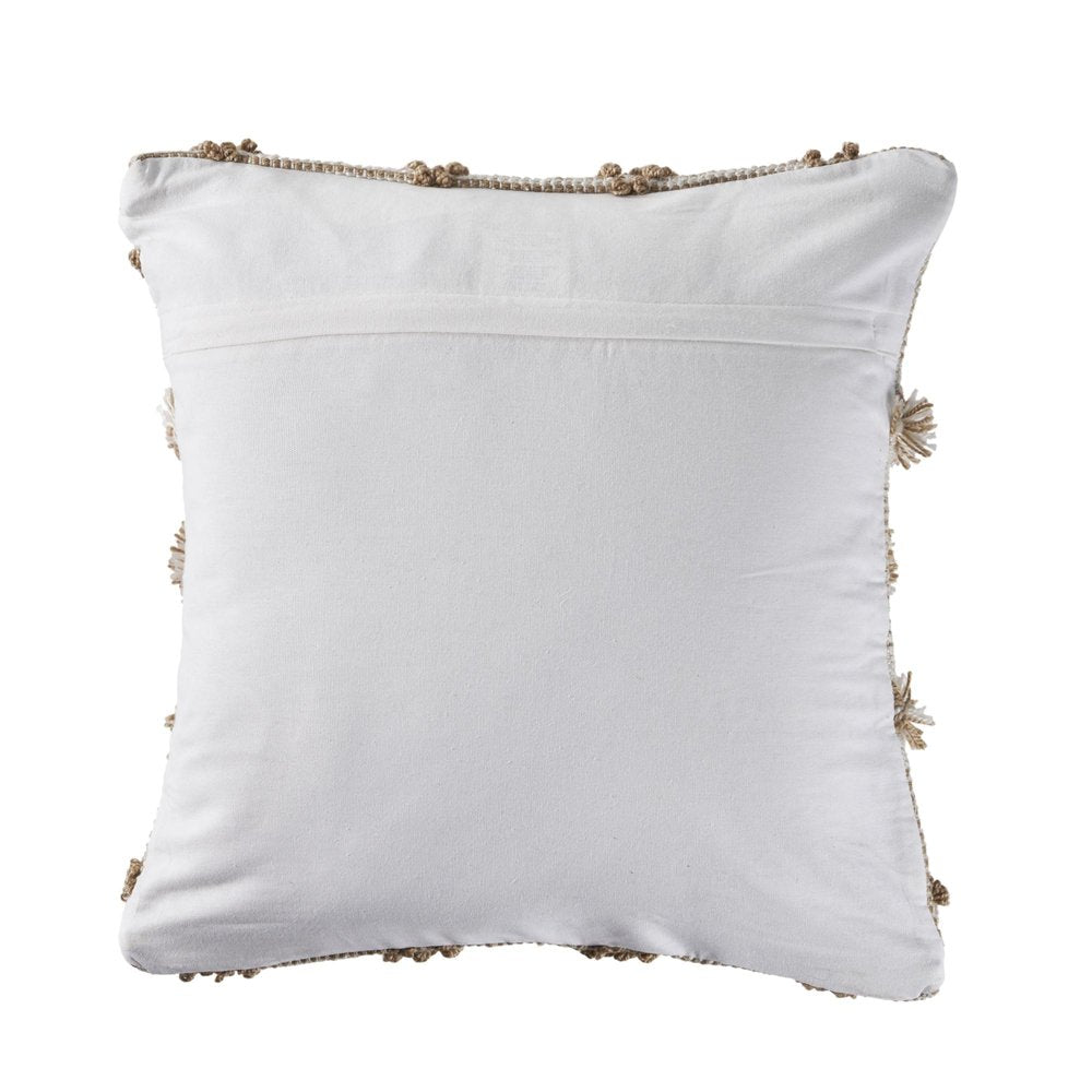 20" X 20" Tan Zippered Geometric Indoor Outdoor Throw Pillow. Outdoor pillow isolated on a plain white background, in a light gray fabric finish.