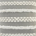 20" Gray and White Geometric Indoor Outdoor Throw Pillow With Texture. Outdoor pillow isolated on a plain white background, finished in white fabric.