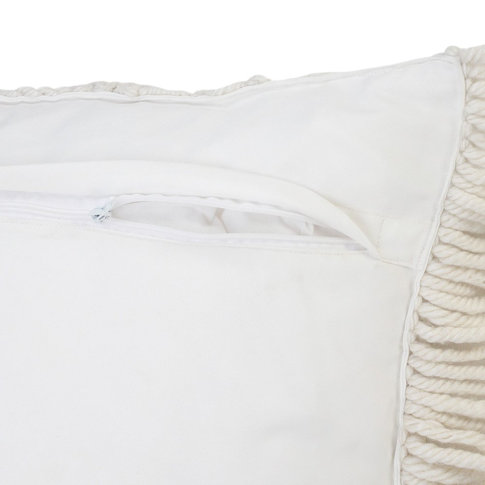 24" X 24" White Zippered Tropical Indoor Outdoor Throw Pillow. Outdoor pillow isolated on a plain white background, showing a white fabric surface.