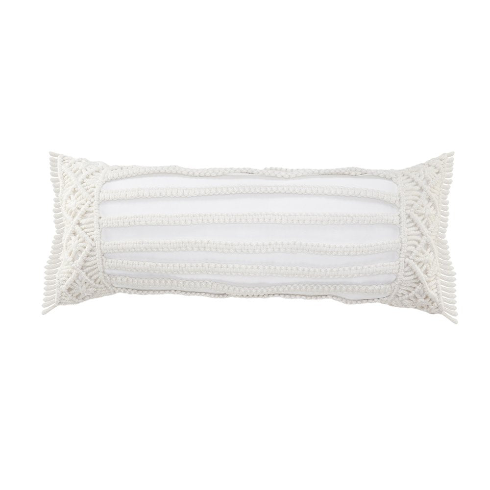 24" X 24" White Zippered Tropical Indoor Outdoor Throw Pillow. Outdoor pillow isolated on a plain white background, in a white fabric finish.