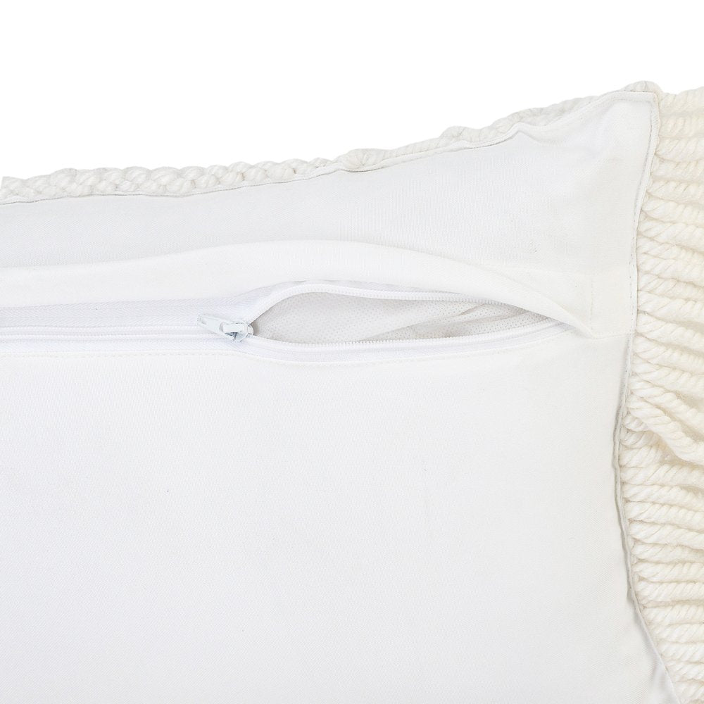 24" X 24" White Zippered Tropical Indoor Outdoor Throw Pillow. Outdoor pillow isolated on a plain white background, showing a white fabric surface.
