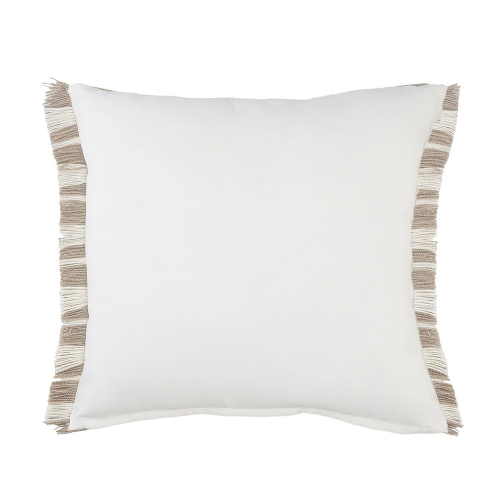 24" X 24" Tan Zippered Coastal Indoor Outdoor Throw Pillow. Outdoor pillow isolated on a plain white background, in a tan fabric finish.