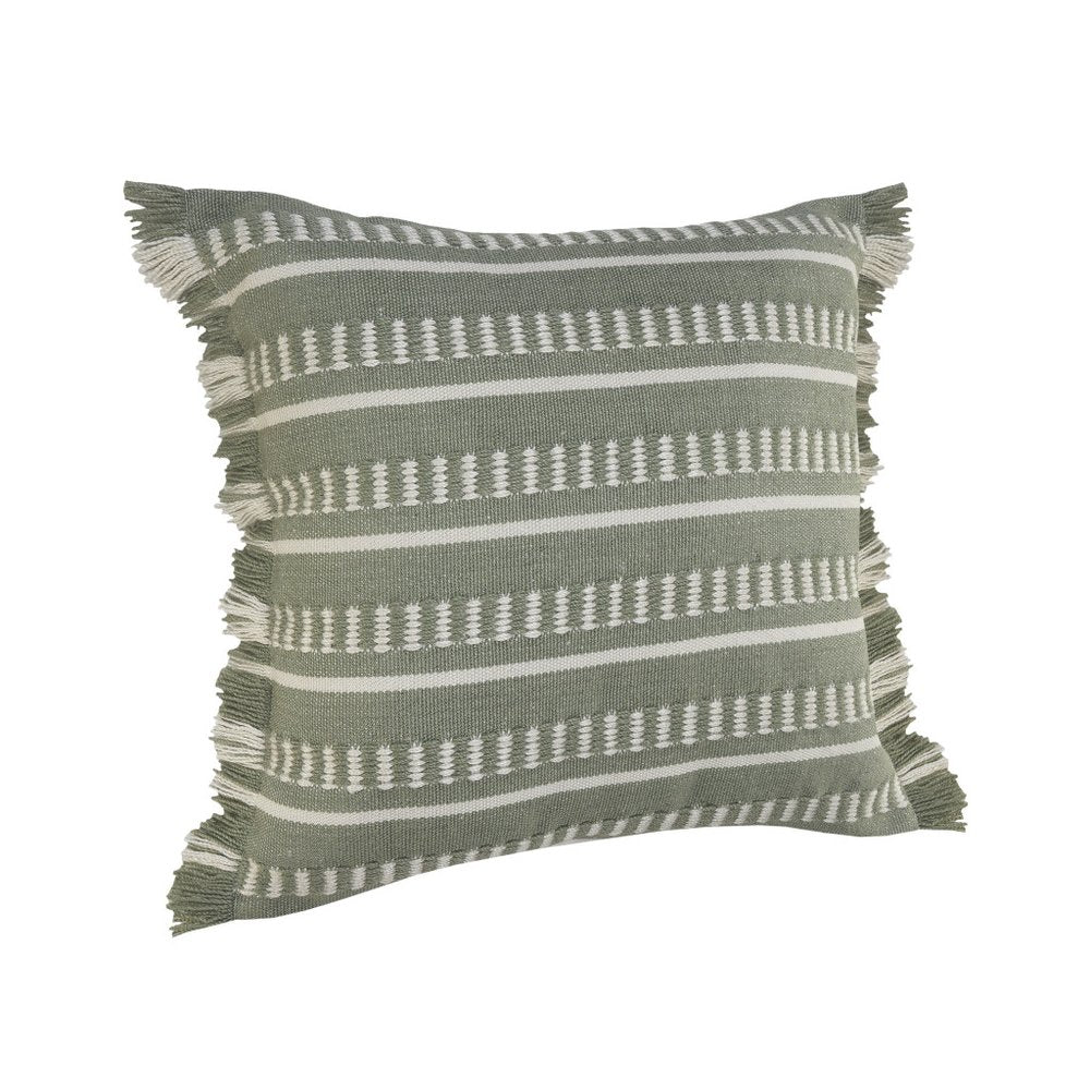 24" X 24" Tan Zippered Coastal Indoor Outdoor Throw Pillow. Outdoor pillow isolated on a plain white background, showing a gray fabric surface.
