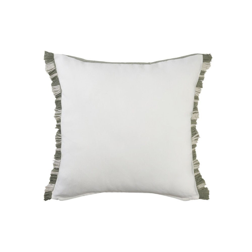 24" X 24" Tan Zippered Coastal Indoor Outdoor Throw Pillow. Outdoor pillow isolated on a plain white background, finished in light gray fabric.