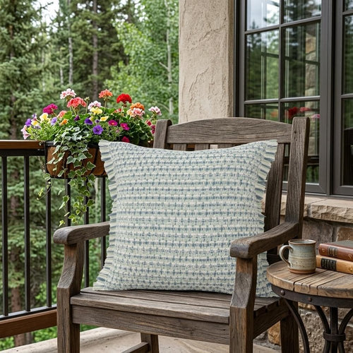 24" X 24" Blue Zippered Coastal Indoor Outdoor Throw Pillow