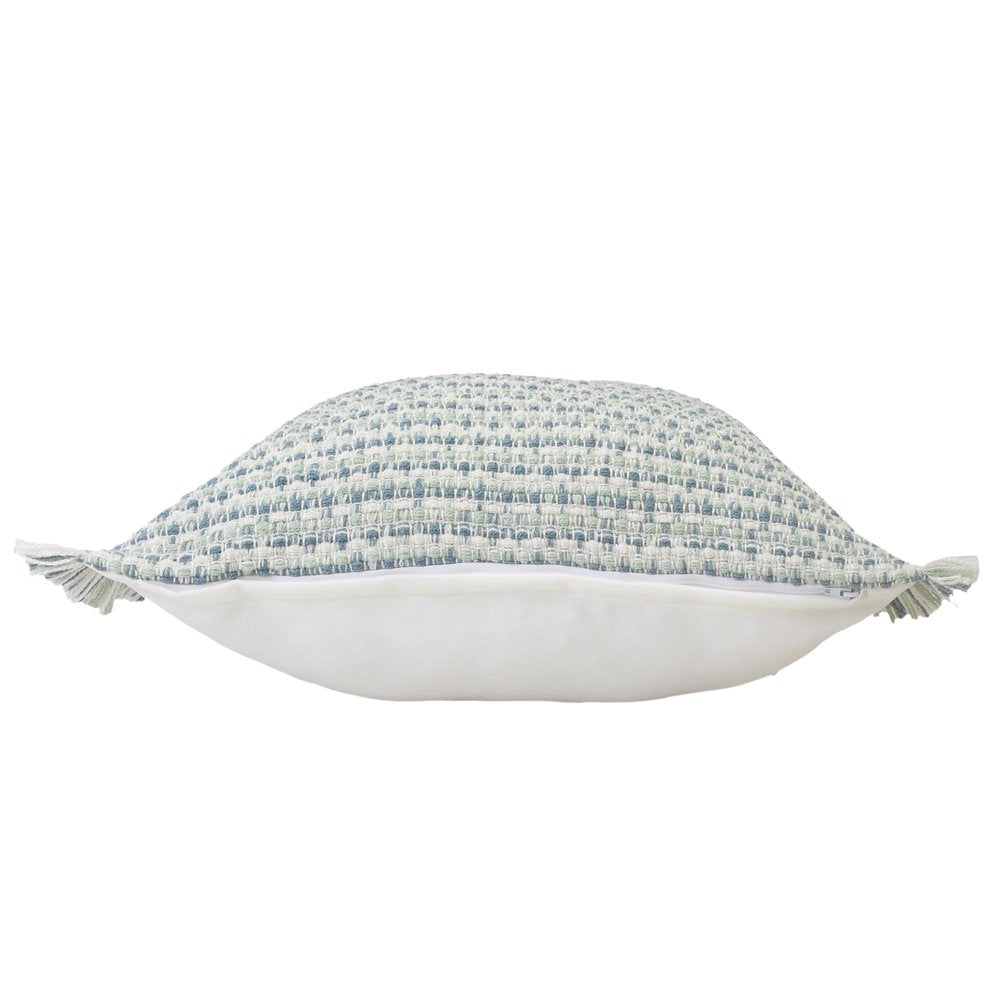 24" X 24" Blue Zippered Coastal Indoor Outdoor Throw Pillow. Outdoor pillow isolated on a plain white background, showing a blue fabric surface.