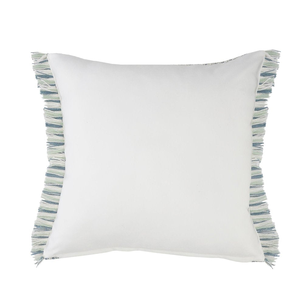 24" X 24" Blue Zippered Coastal Indoor Outdoor Throw Pillow. Outdoor pillow isolated on a plain white background, finished in blue fabric.