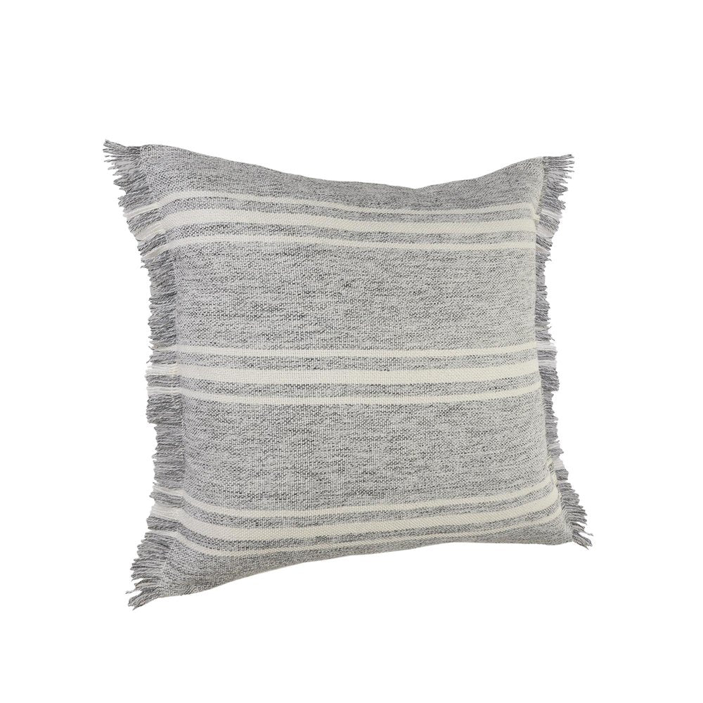 24" X 24" Gray Zippered Geometric Indoor Outdoor Throw Pillow. Outdoor pillow isolated on a plain white background, in a gray fabric finish.