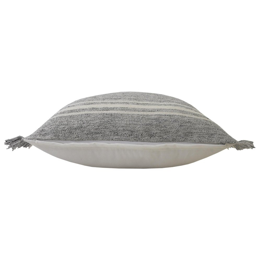 24" X 24" Gray Zippered Geometric Indoor Outdoor Throw Pillow. Outdoor pillow isolated on a plain white background, in a gray fabric finish.