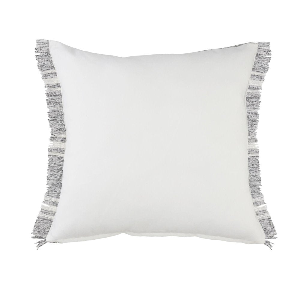 24" X 24" Gray Zippered Geometric Indoor Outdoor Throw Pillow. Outdoor pillow isolated on a plain white background, finished in gray fabric.