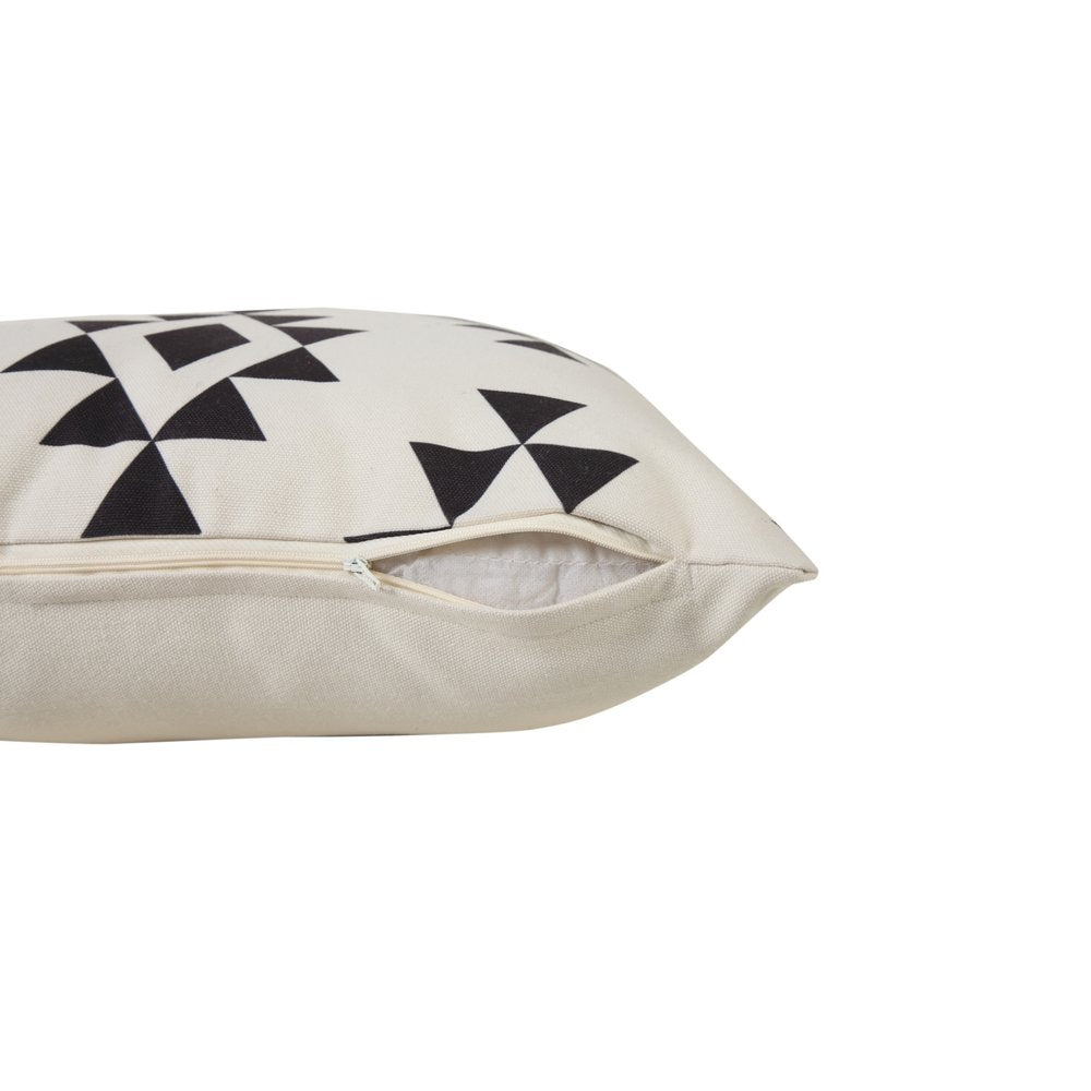 20" X 20" Black Zippered Southwestern Indoor Outdoor Throw Pillow. Outdoor pillow isolated on a plain white background.