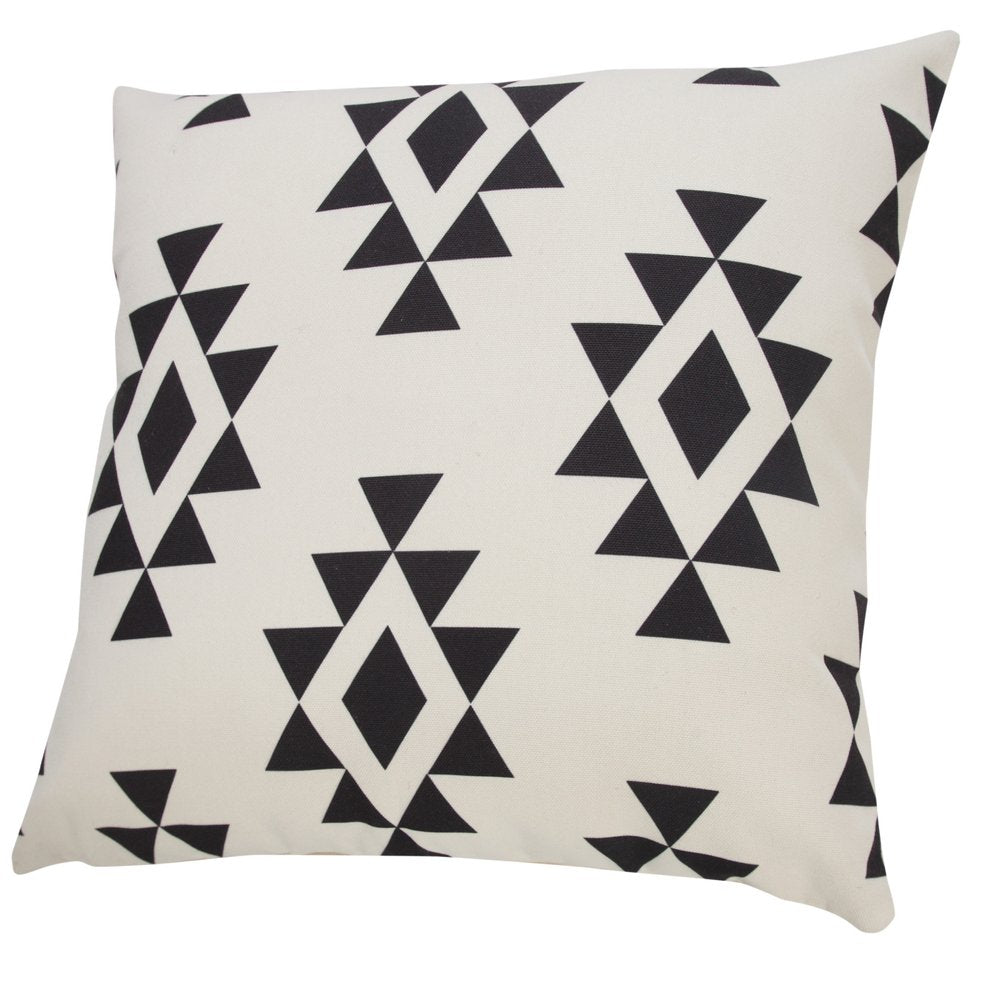 20" X 20" Black Zippered Southwestern Indoor Outdoor Throw Pillow. Outdoor pillow isolated on a plain white background, finished in black.