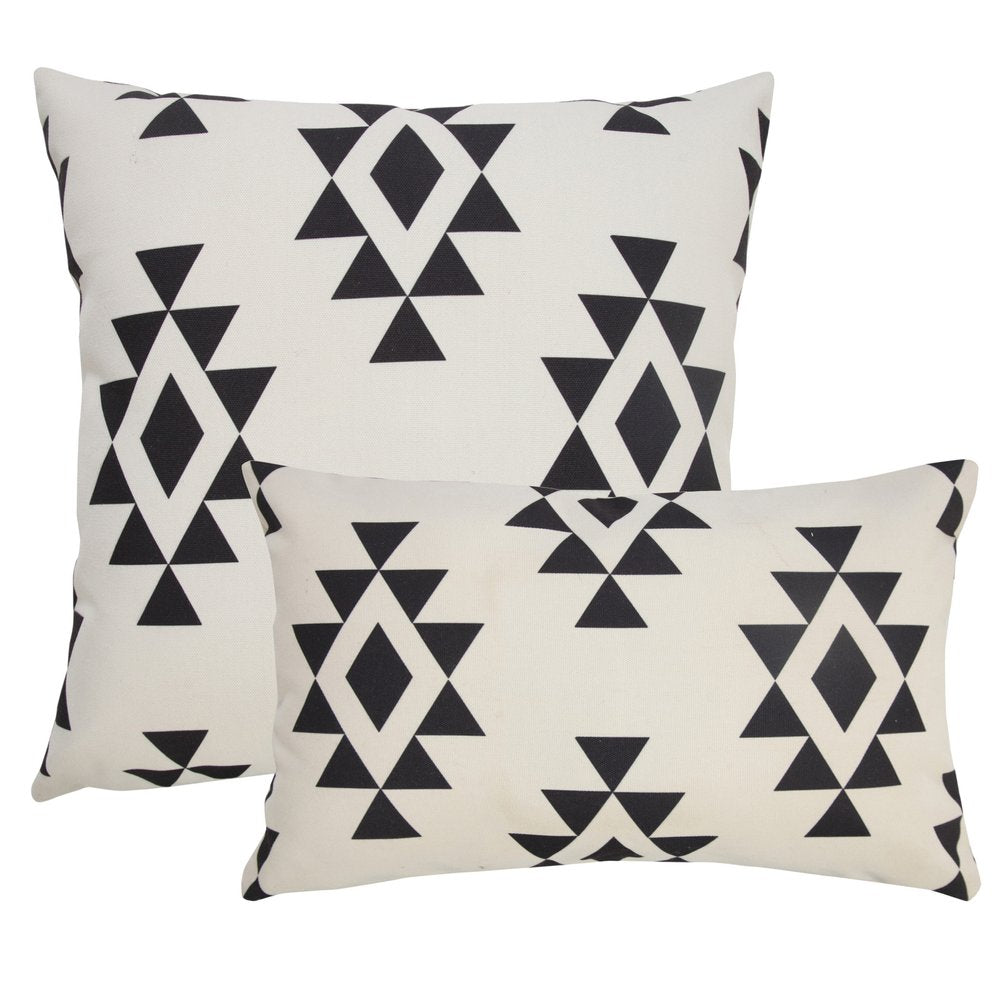 20" X 20" Black Zippered Southwestern Indoor Outdoor Throw Pillow. Outdoor pillow isolated on a plain white background, showing its black color.