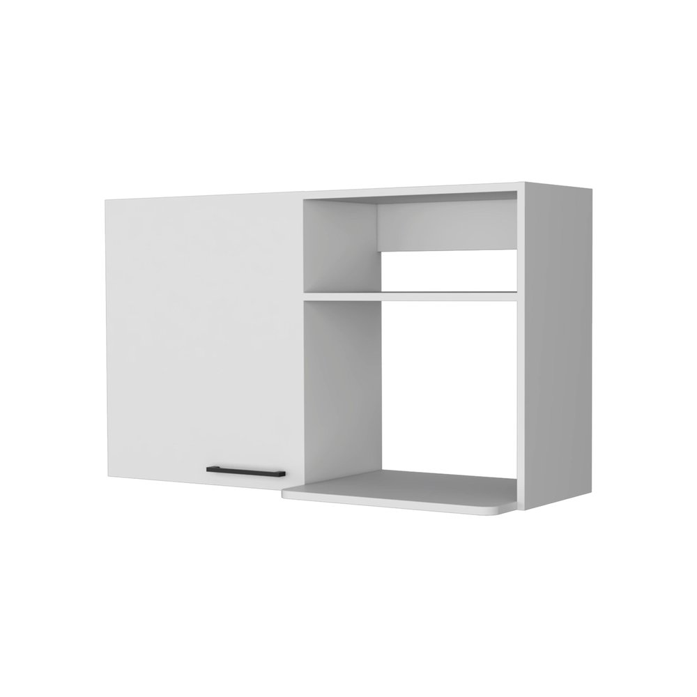 39" White Accent Cabinet With Two Shelves. Cabinet isolated on a plain white background, finished in white.