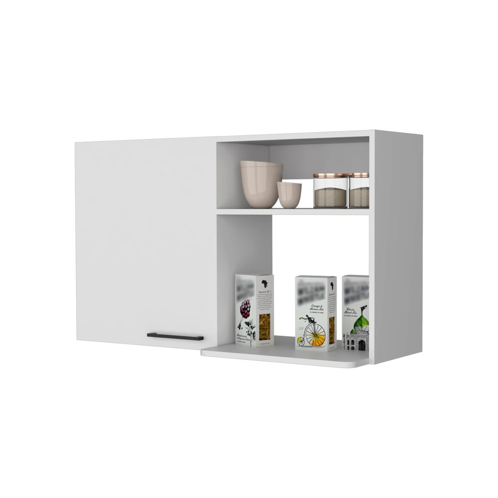 39" White Accent Cabinet With Two Shelves. Cabinet isolated on a plain white background, in a white finish.
