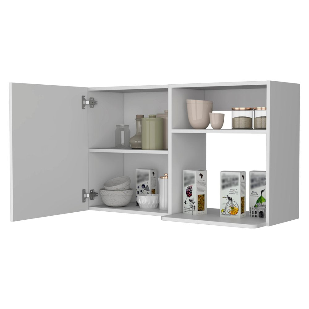 39" White Accent Cabinet With Two Shelves. Cabinet isolated on a plain white background, showing its white color.