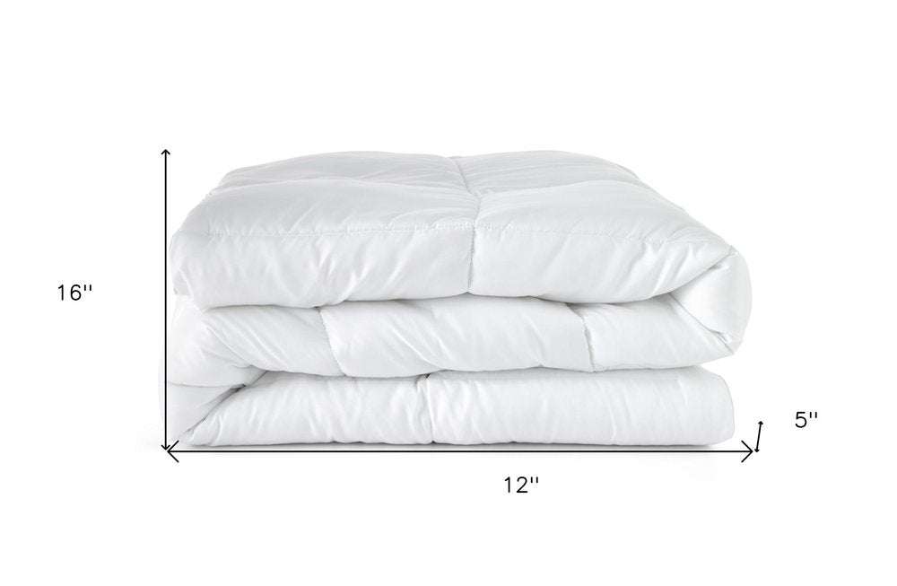 White Twin Microfiber Washable Microfiber Down Alternative Comforter - 90.00" H x 68.00" W x 5.00" D on a white background