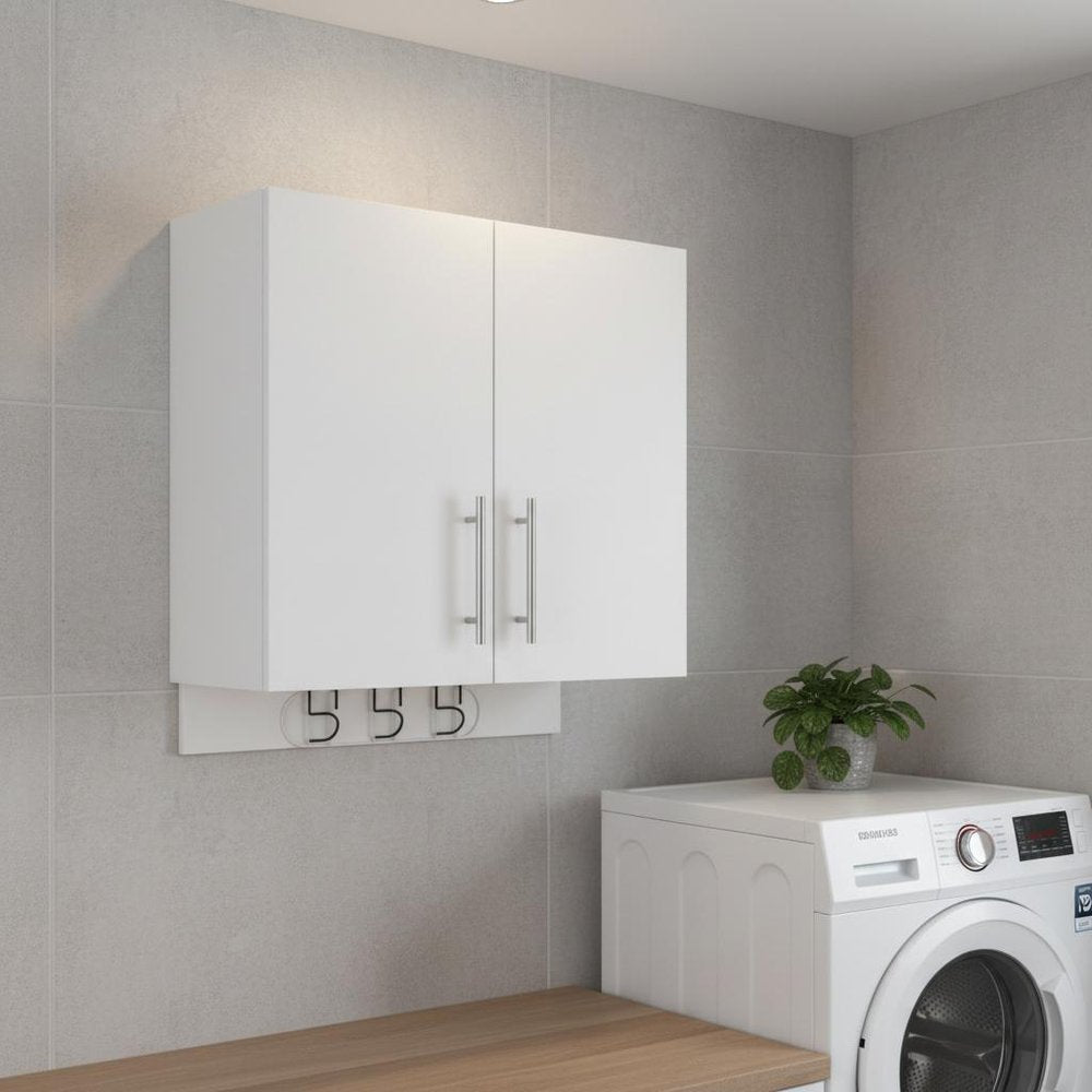 26" White Accent Cabinet With One Shelf. Bathroom vanity in white.