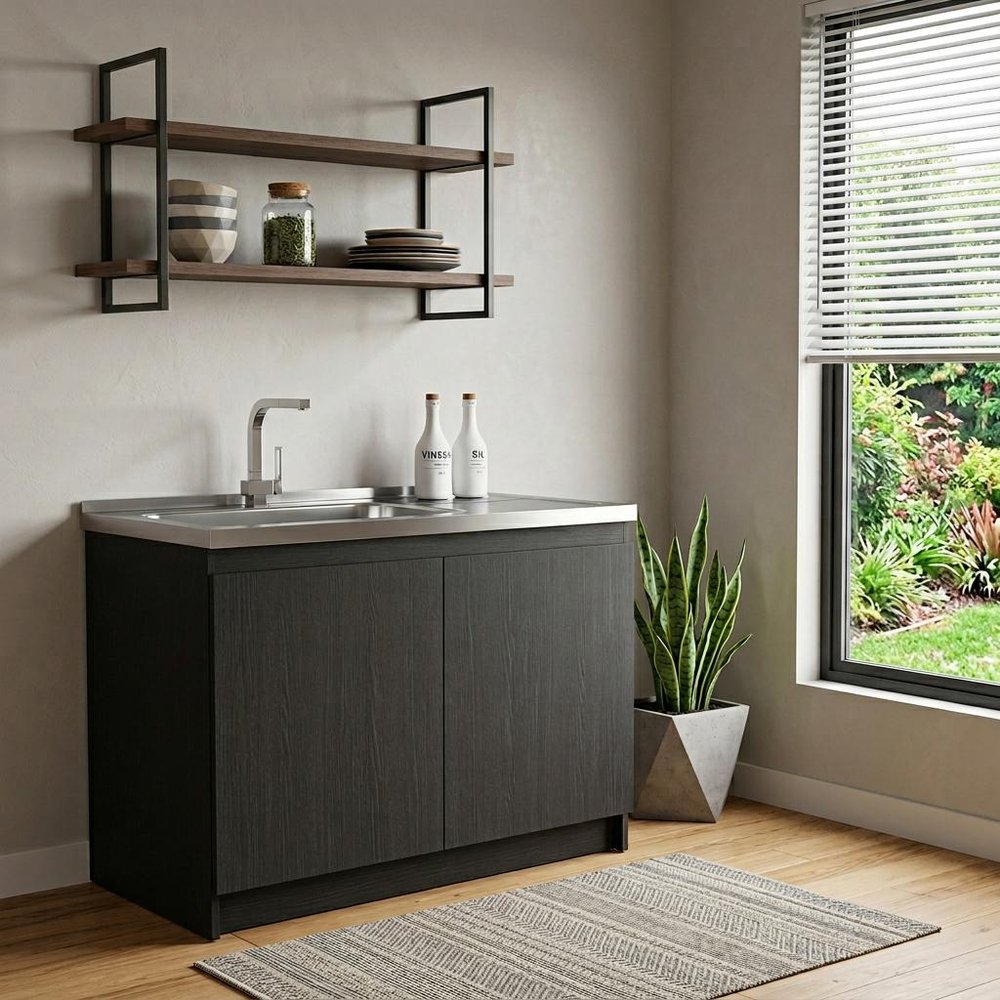 39" Black And Silver Accent Cabinet With One Shelf