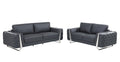 Two Piece Indoor Dark Gray Italian Leather Five Person Seating Set - SKU 518559 on a white background
