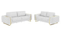 Two Piece Indoor White Italian Leather Five Person Seating Set - 33.5" H x 90" W x 39" D on a white background
