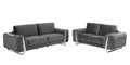 Two Piece Indoor Dark Gray Italian Leather Five Person Seating Set - SKU 518565 on a white background