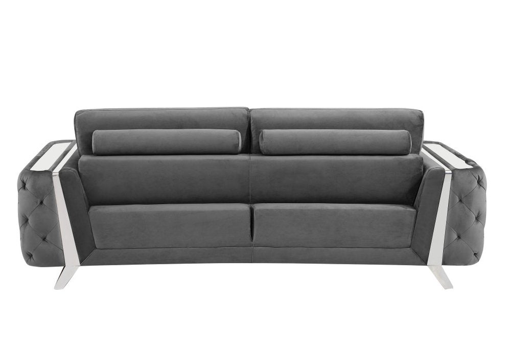 Two Piece Indoor Dark Gray Italian Leather Five Person Seating Set - SKU 518565