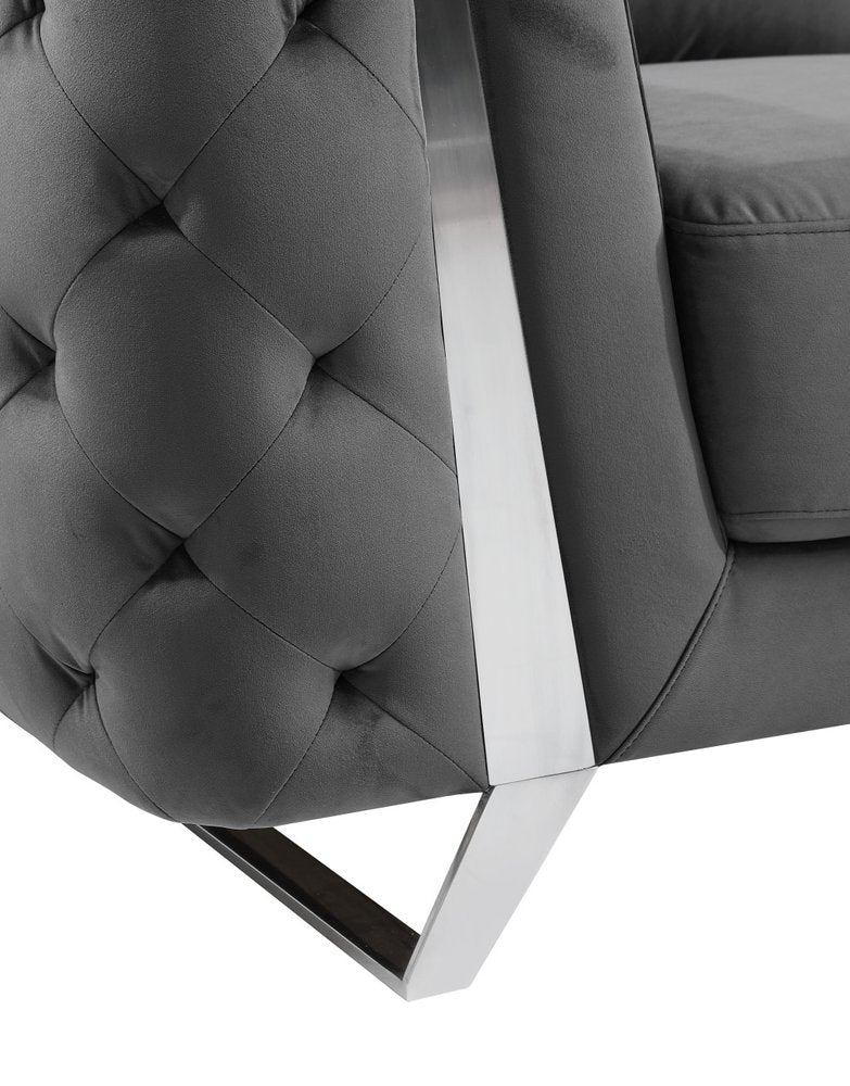 Two Piece Indoor Dark Gray Italian Leather Five Person Seating Set - SKU 518565